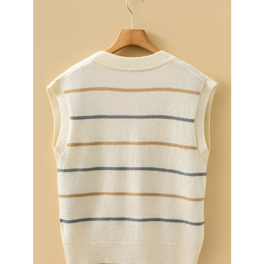 Striped Button-Down Sweater Vest Apparel and Accessories