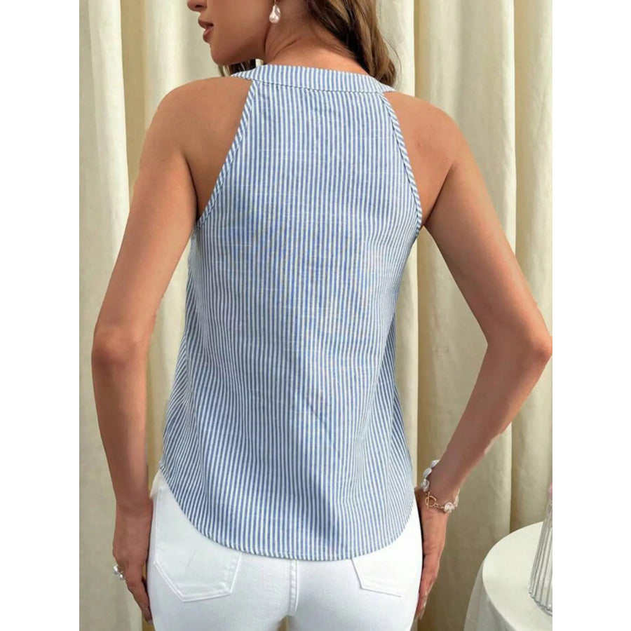 Striped Button Front Tank Apparel and Accessories