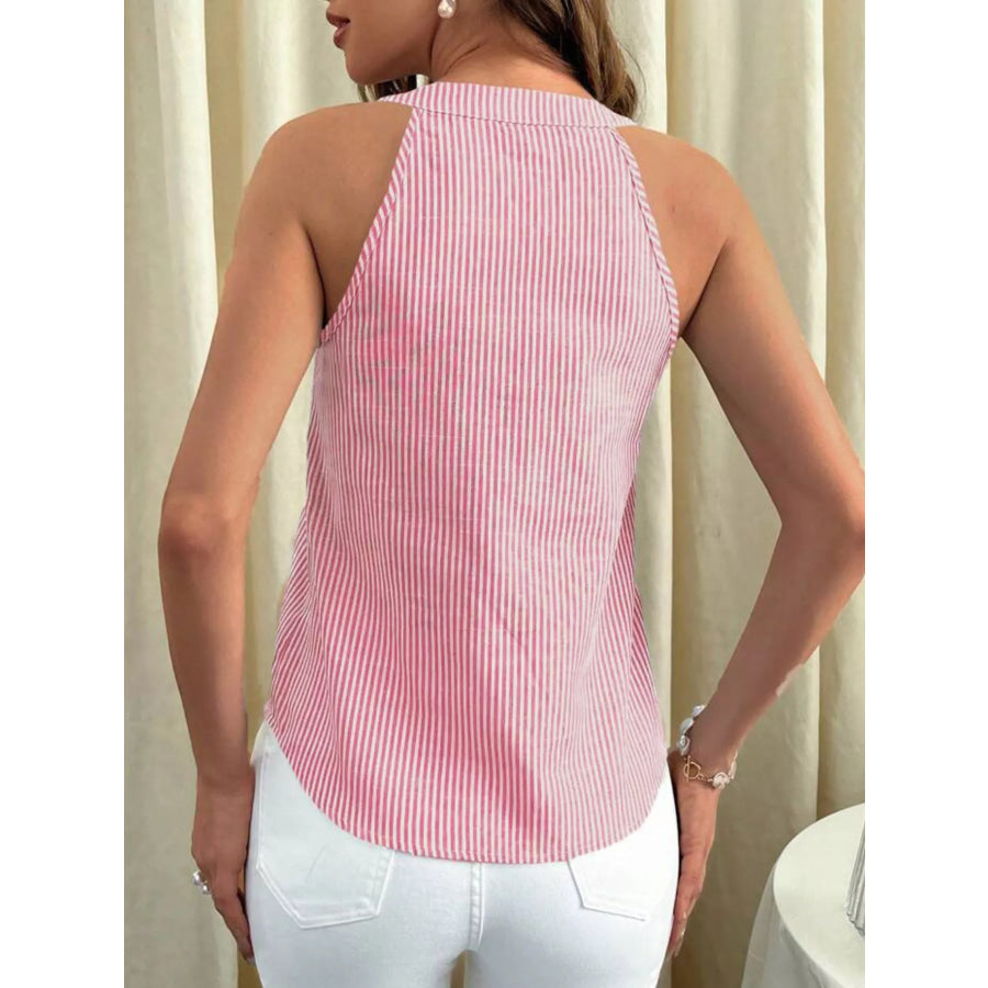 Striped Button Front Tank Apparel and Accessories