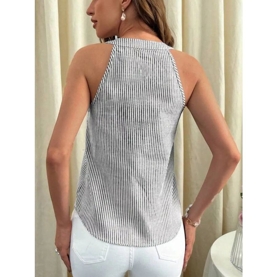 Striped Button Front Tank Apparel and Accessories