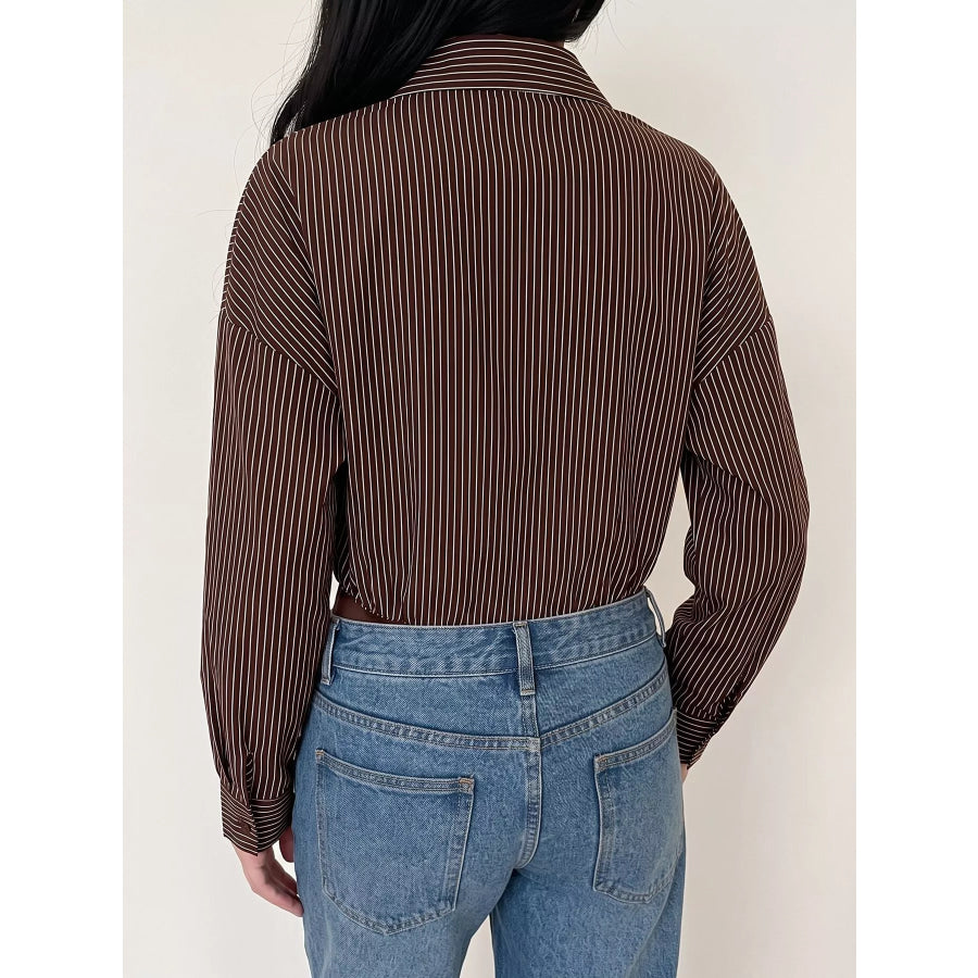 Striped Button-Up Bodysuit Apparel and Accessories