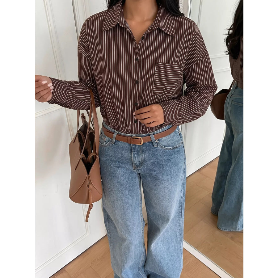 Striped Button-Up Bodysuit Apparel and Accessories
