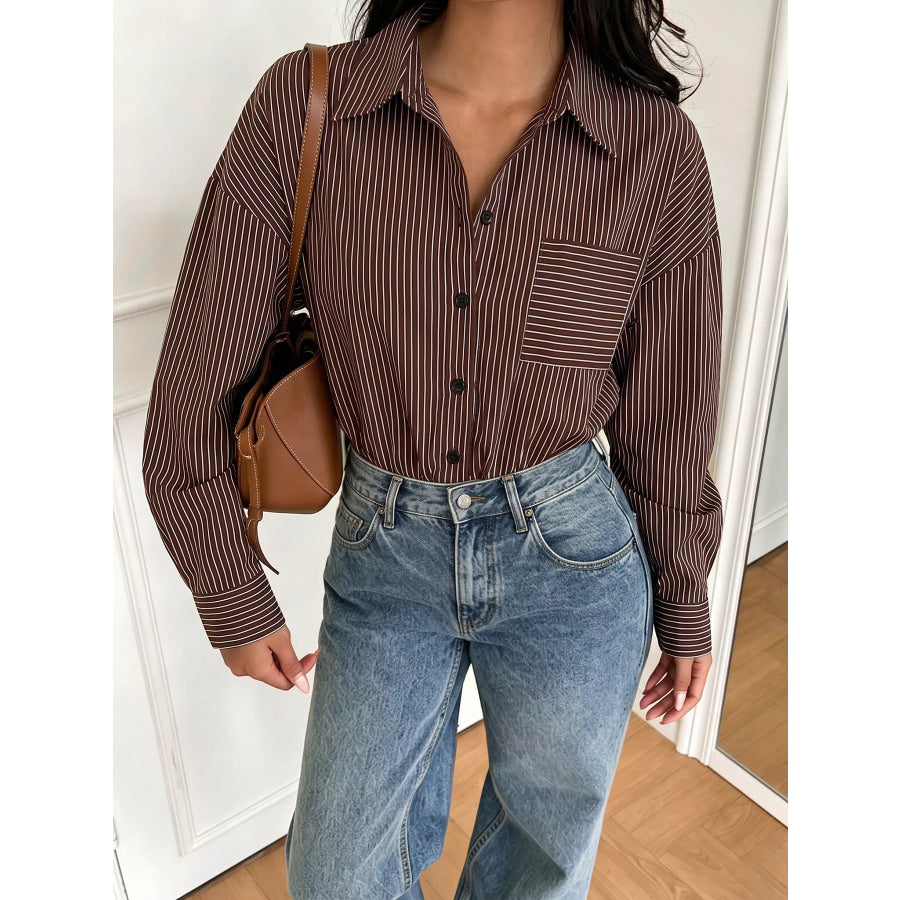 Striped Button-Up Bodysuit Apparel and Accessories