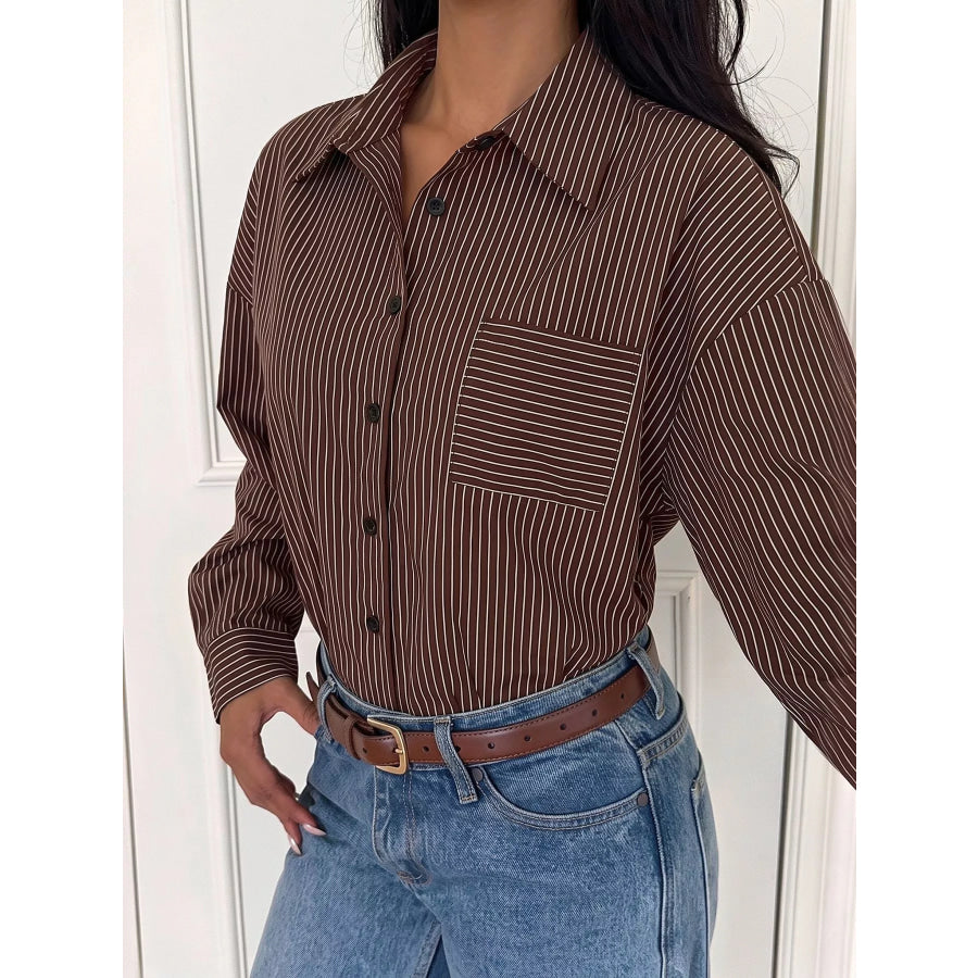 Striped Button-Up Bodysuit Apparel and Accessories