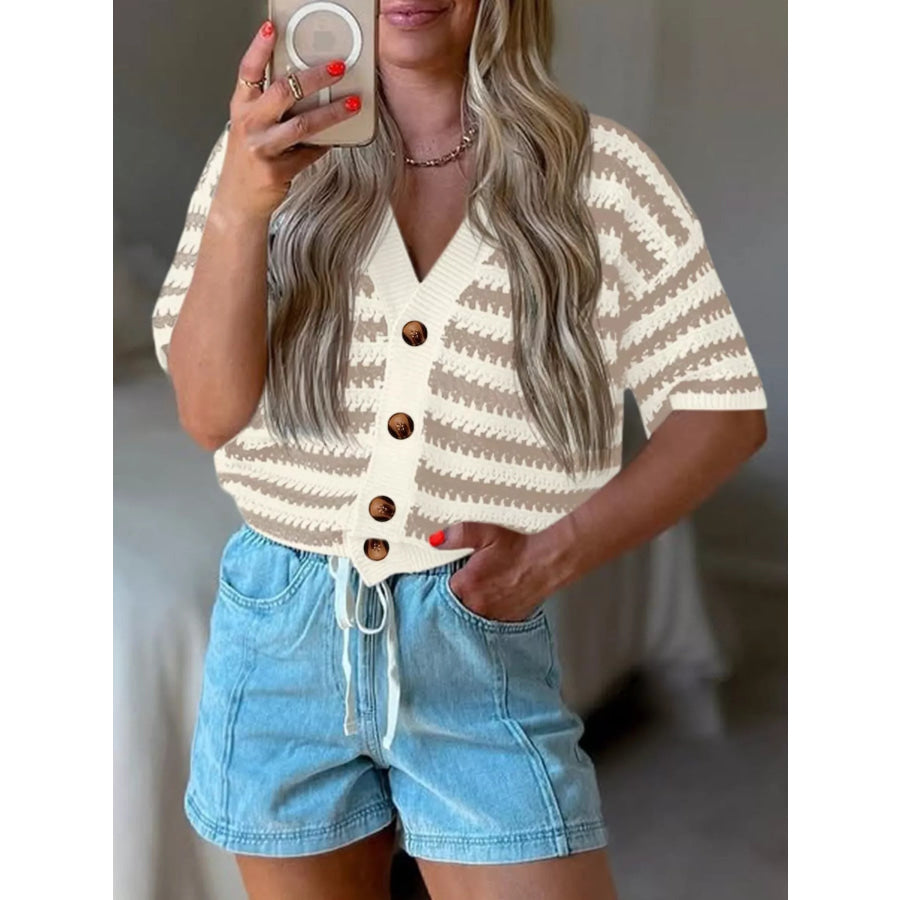 Striped Button Up Cardigan Apparel and Accessories