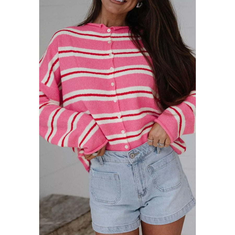 Striped Button-Up Cardigan Apparel and Accessories