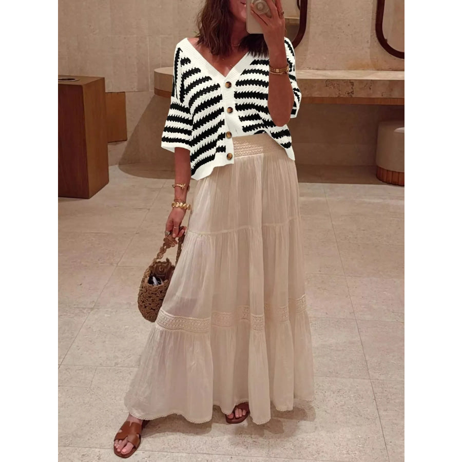 Striped Button Up Cardigan Apparel and Accessories