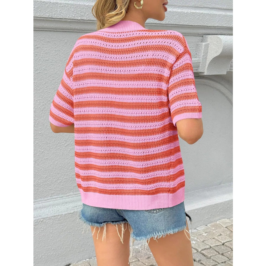 Striped Button Up Cardigan Apparel and Accessories