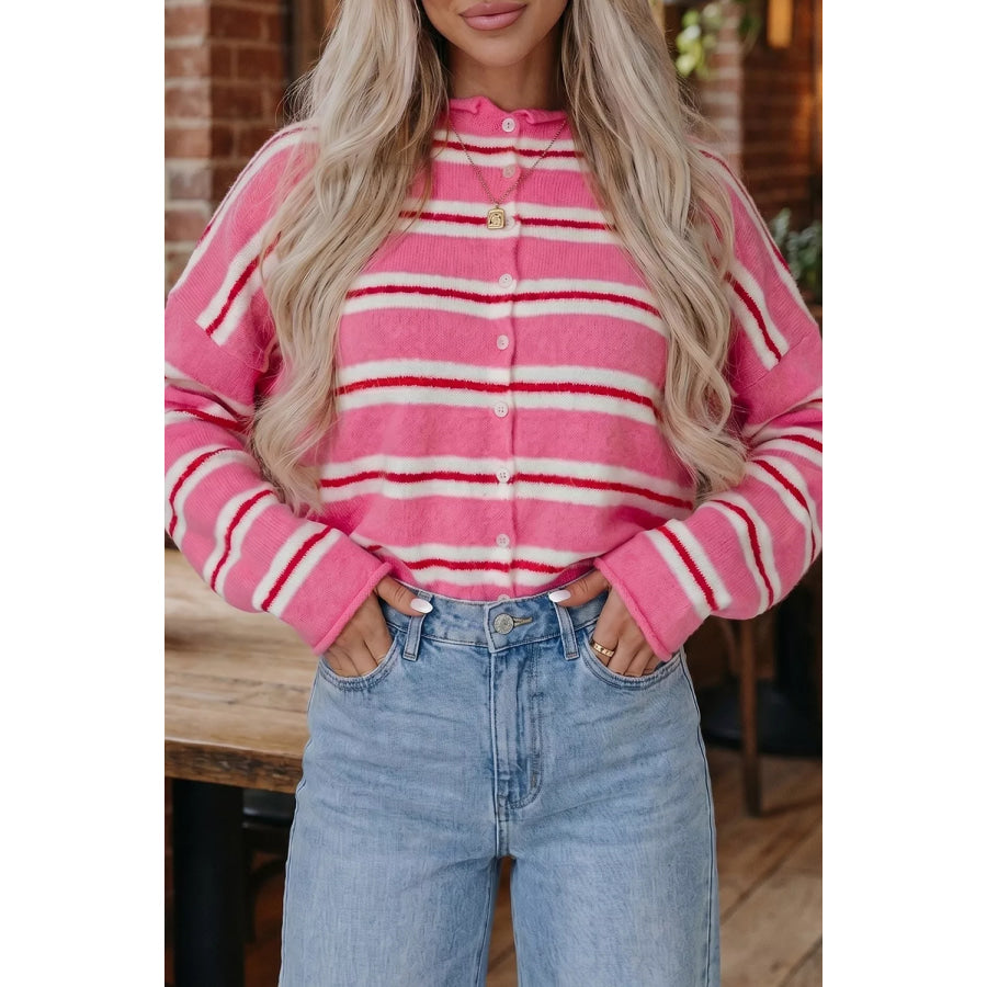 Striped Button-Up Cardigan Apparel and Accessories