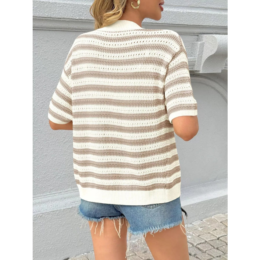 Striped Button Up Cardigan Apparel and Accessories