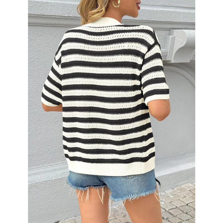 Striped Button Up Cardigan Apparel and Accessories
