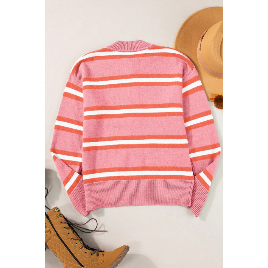 Striped Button Up Long Sleeve Cardigan Apparel and Accessories