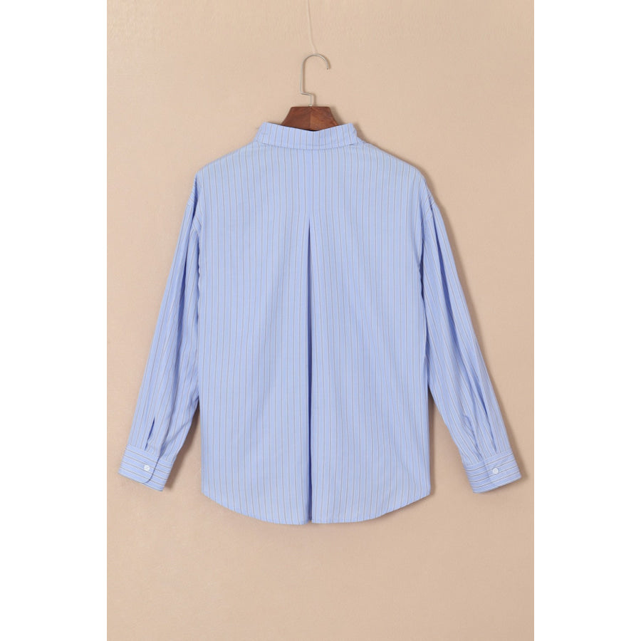 Striped Button Up Long Sleeve Shirt Apparel and Accessories