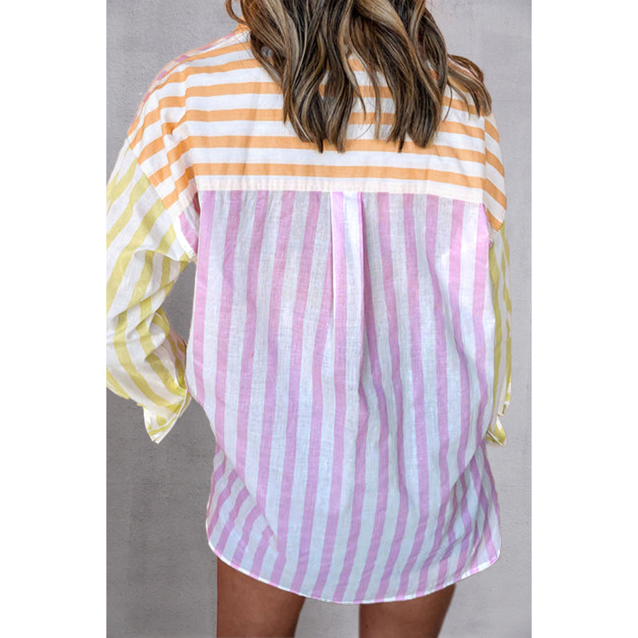 Striped Button Up Long Sleeve Shirt Apparel and Accessories