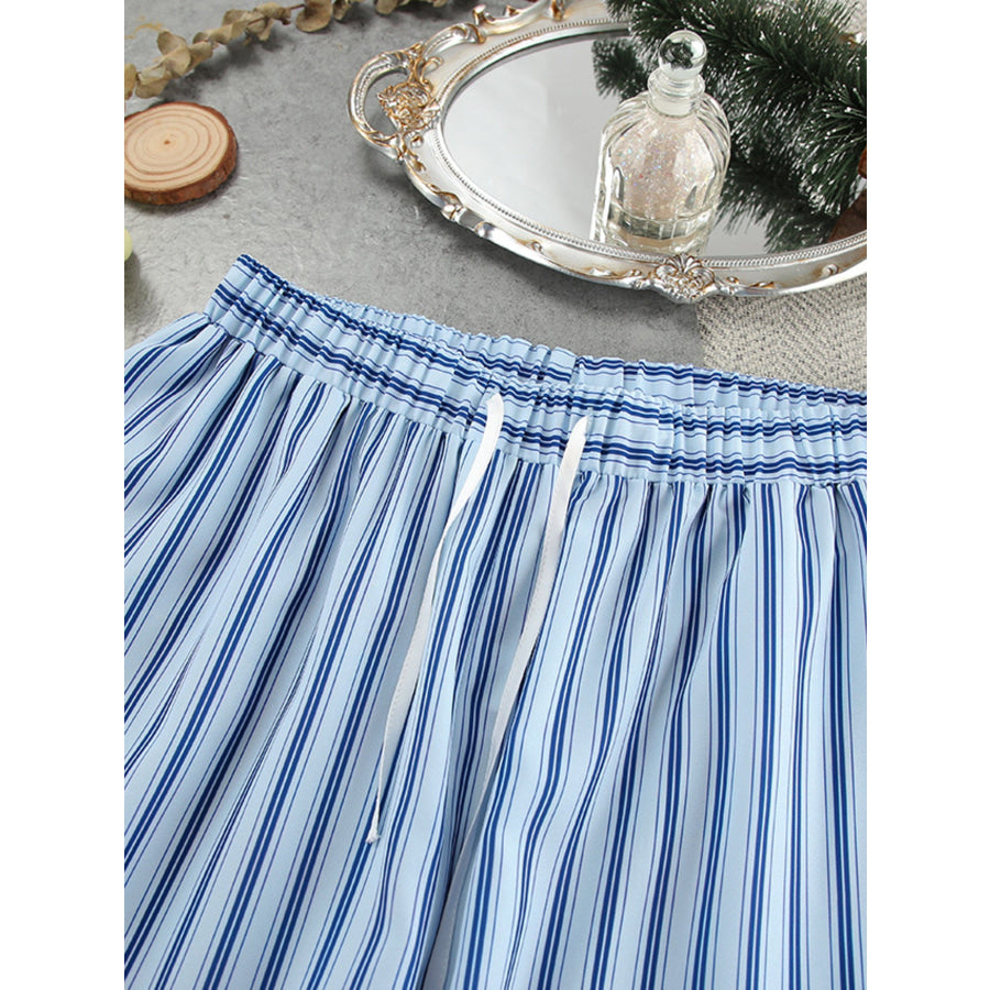 Striped Cami & Shirt and Pants Lounge Set Apparel and Accessories