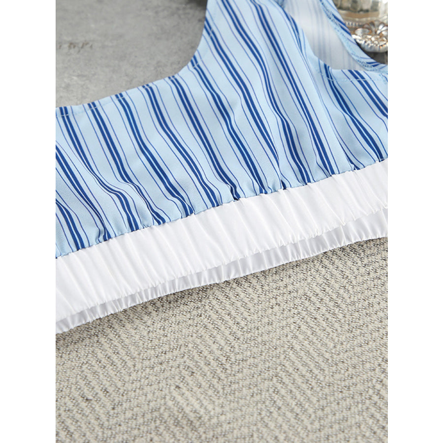 Striped Cami & Shirt and Pants Lounge Set Apparel and Accessories