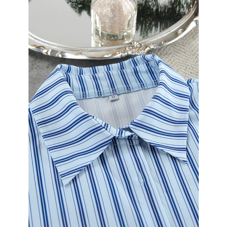 Striped Cami & Shirt and Pants Lounge Set Apparel and Accessories