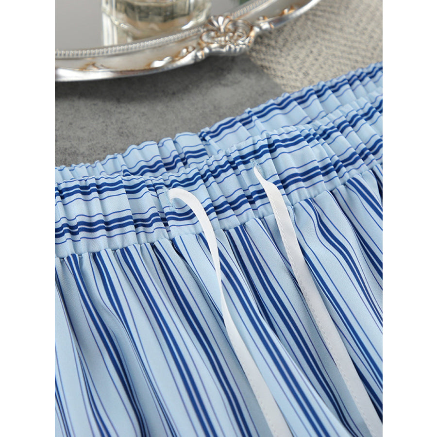 Striped Cami & Shirt and Pants Lounge Set Apparel and Accessories