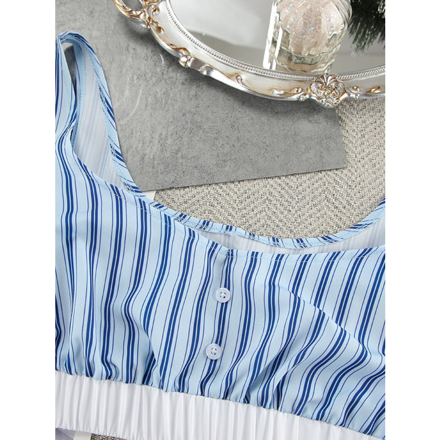 Striped Cami & Shirt and Pants Lounge Set Apparel and Accessories
