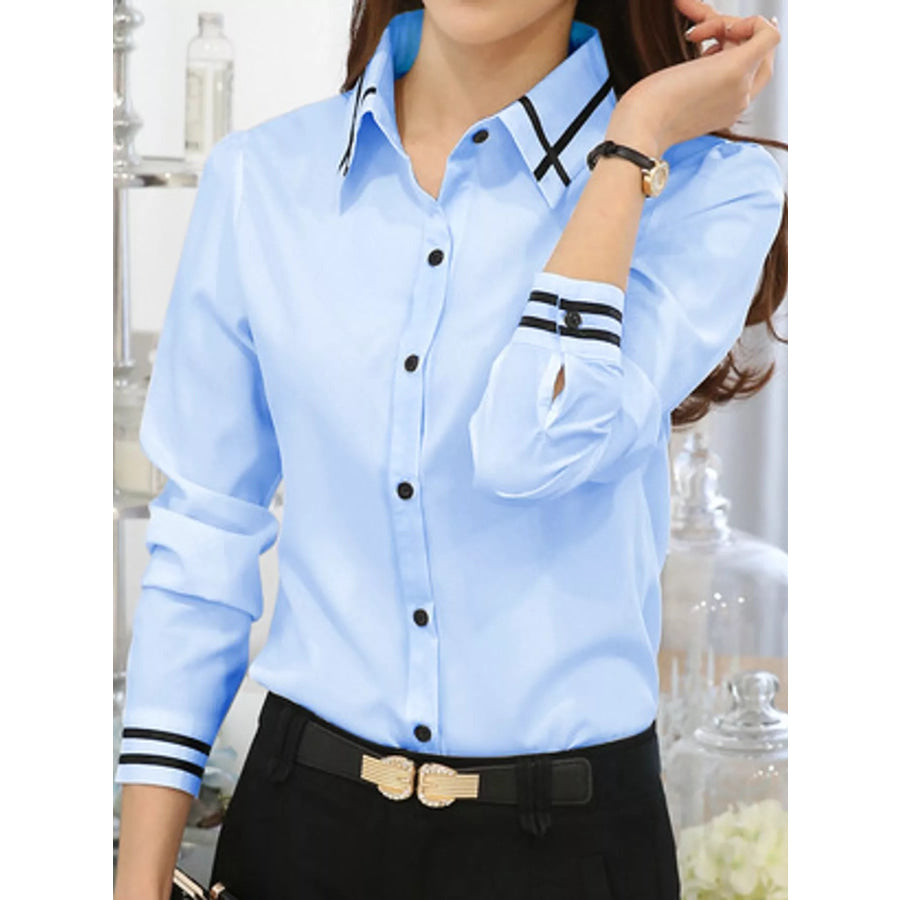 Striped Collar and Cuffs Shirt Apparel Accessories