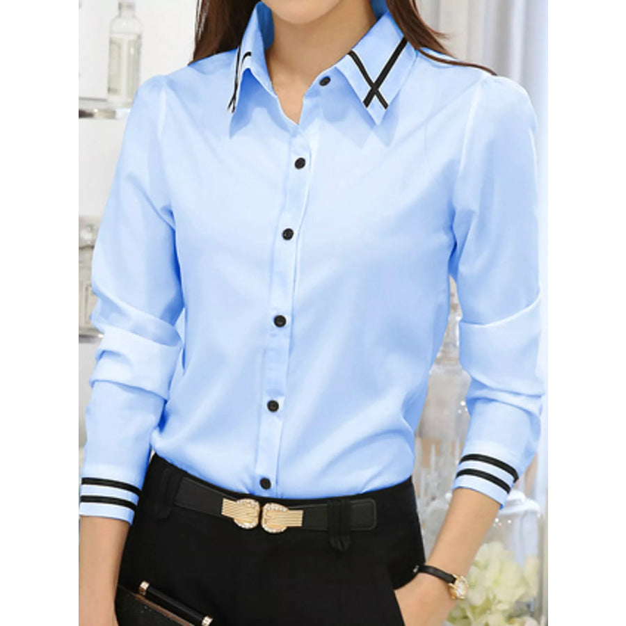 Striped Collar and Cuffs Shirt Apparel Accessories