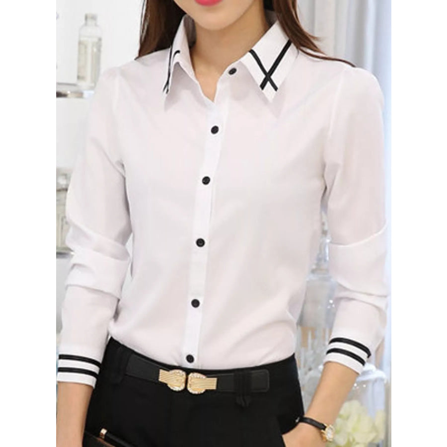 Striped Collar and Cuffs Shirt Apparel Accessories