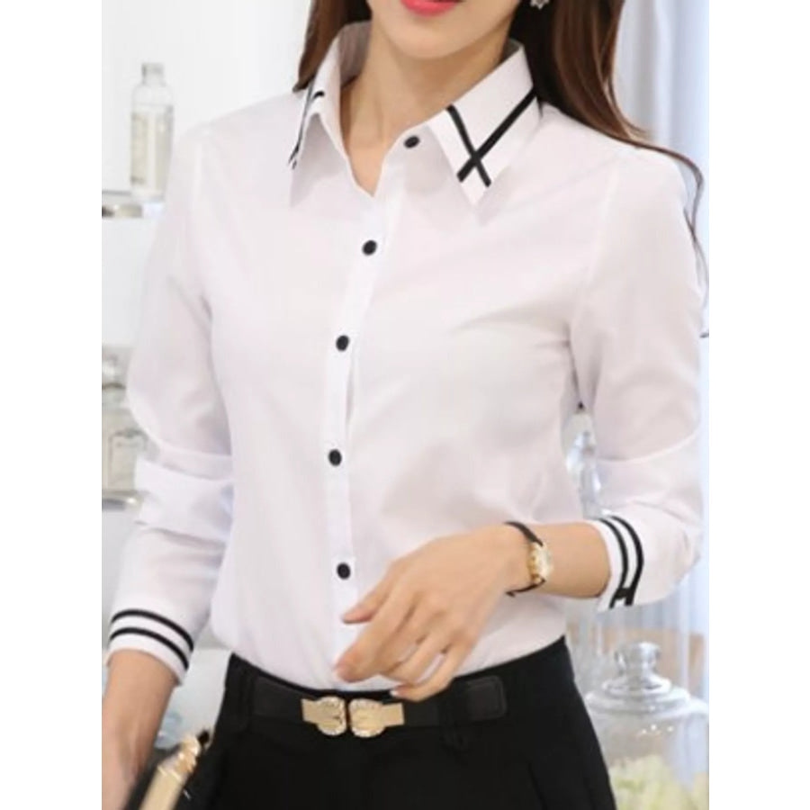 Striped Collar and Cuffs Shirt Apparel Accessories