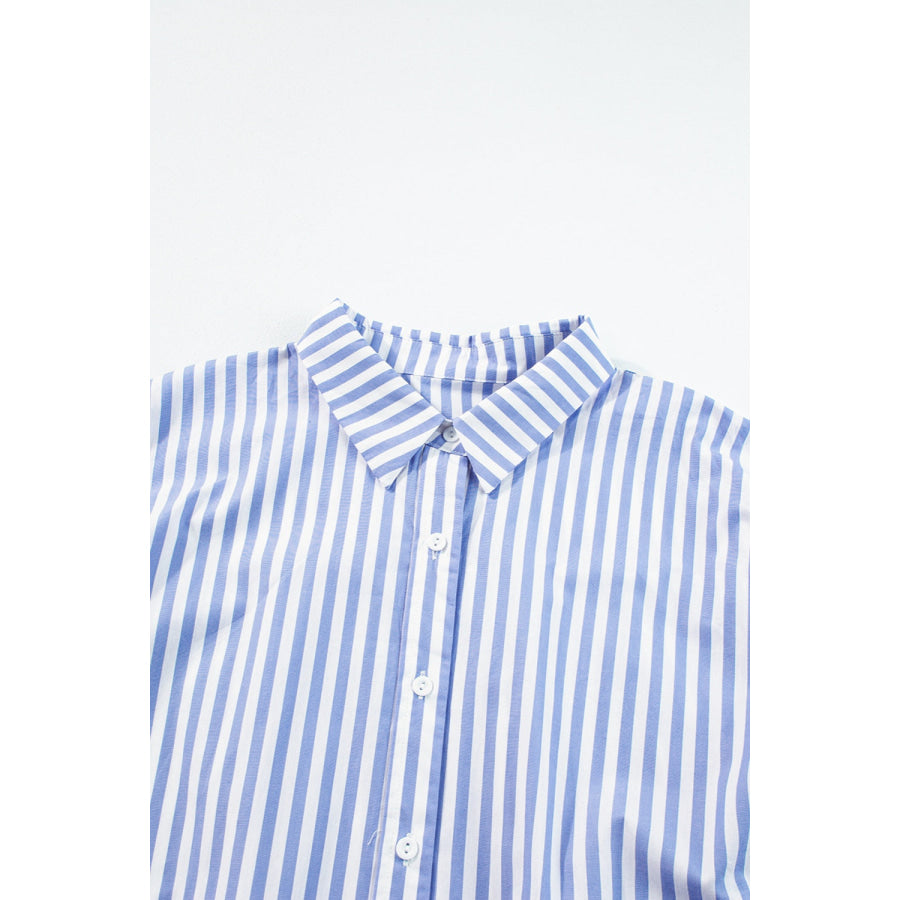 Striped Collared Neck Half Sleeve Shirt Apparel and Accessories