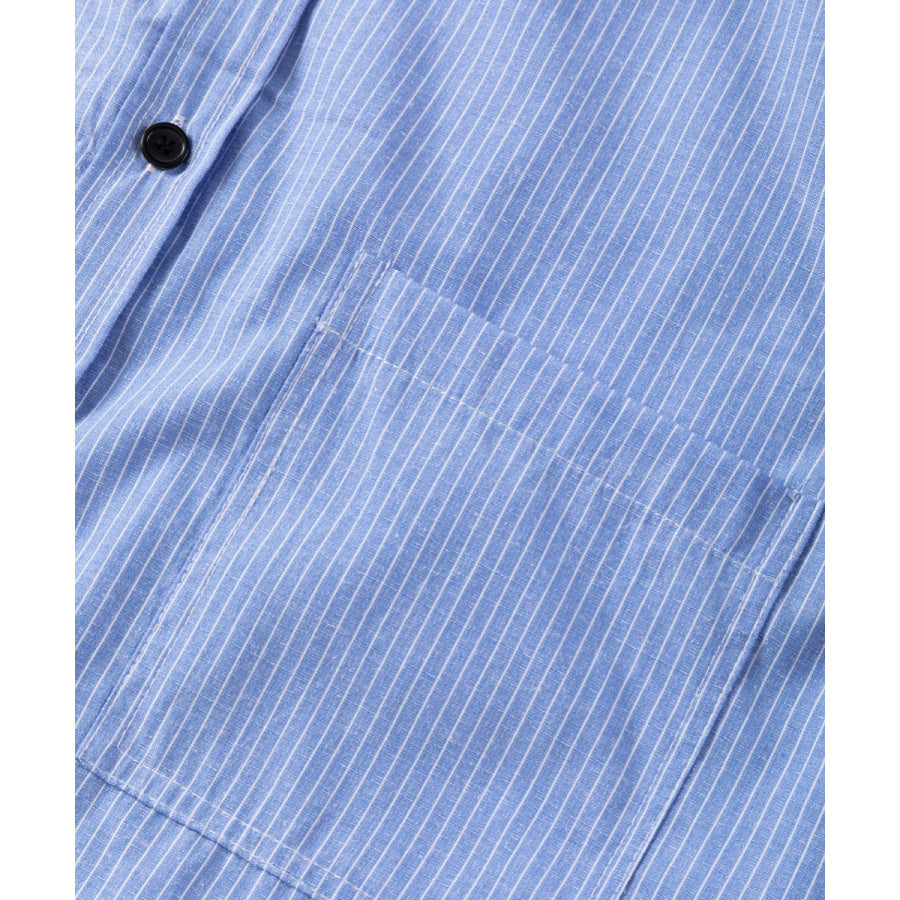 Striped Collared Neck Long Sleeve Shirt Apparel and Accessories