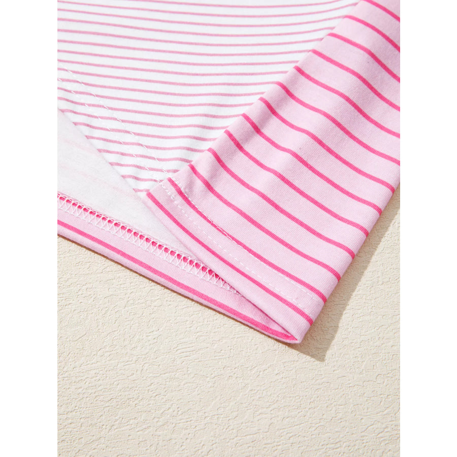 Striped Colorblock Exposed Seam Casual Long Sleeve Top Apparel and Accessories