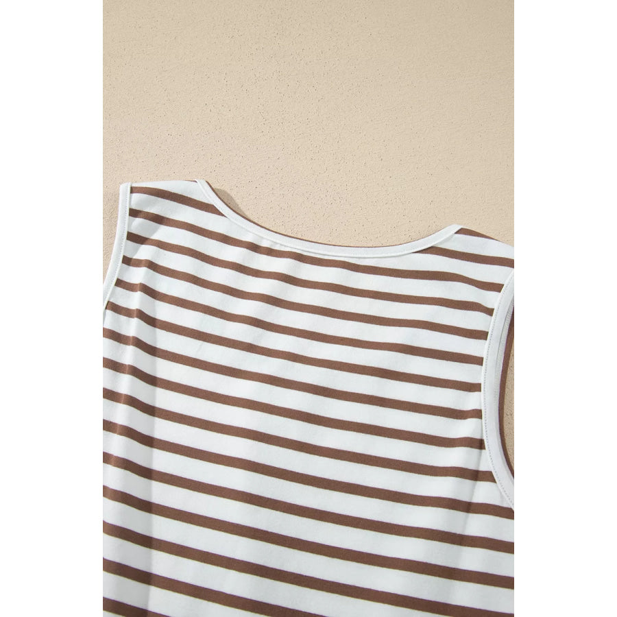 Striped Colorblock Patchwork Sleeveless Casual Long Dress Apparel and Accessories