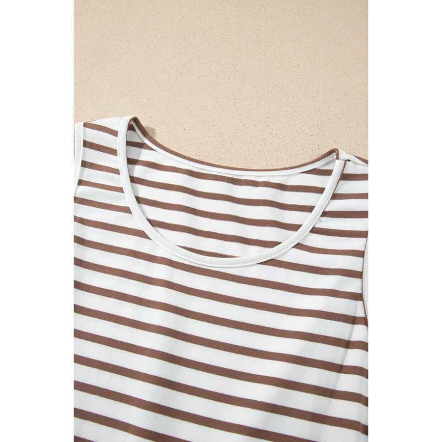 Striped Colorblock Patchwork Sleeveless Casual Long Dress Apparel and Accessories