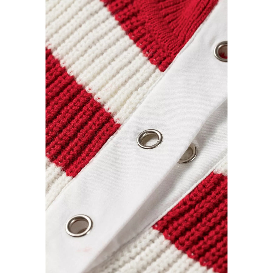 Striped Colorblock V Neck Long Sleeve Shift Sweater Apparel and Accessories