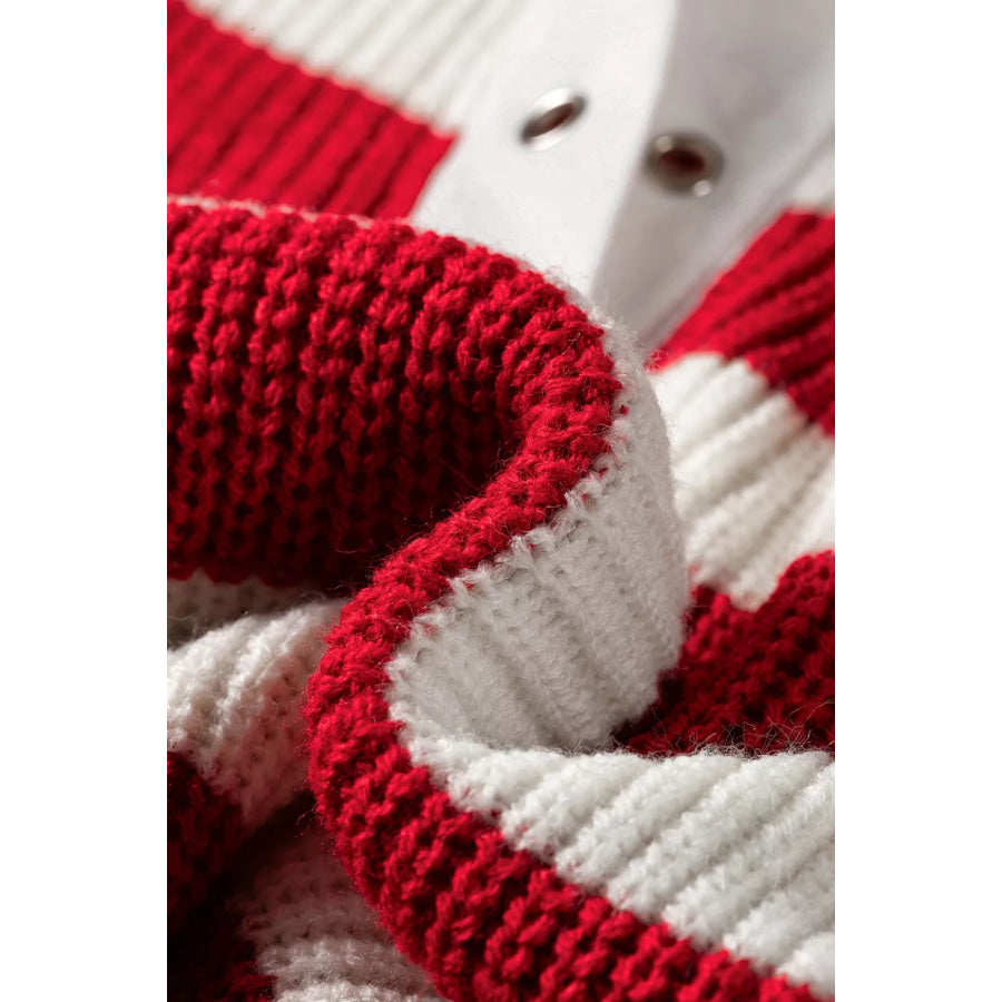 Striped Colorblock V Neck Long Sleeve Shift Sweater Apparel and Accessories