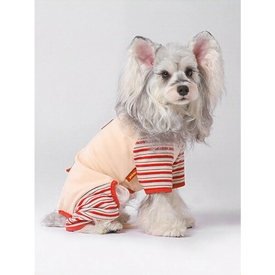 Striped Comfortable Pet Jumpsuit Tan / XS Apparel and Accessories