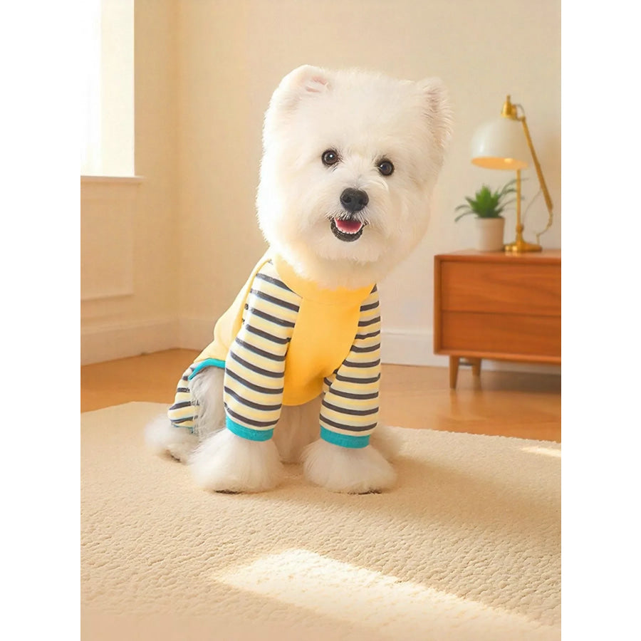 Striped Comfortable Pet Jumpsuit Yellow / XS Apparel and Accessories