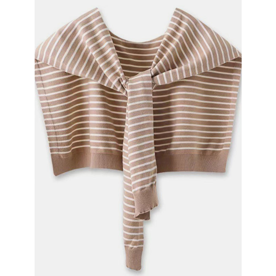 Striped Contrast Knit Wrap Camel / One Size Apparel and Accessories