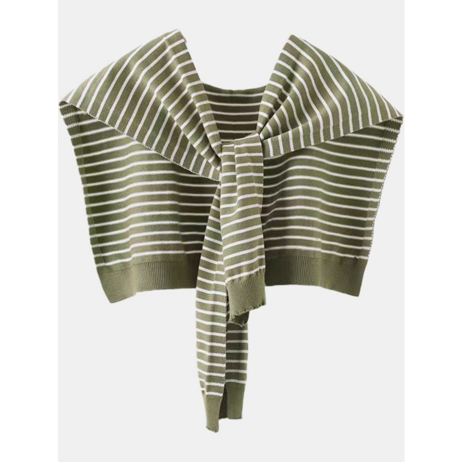 Striped Contrast Knit Wrap Moss / One Size Apparel and Accessories