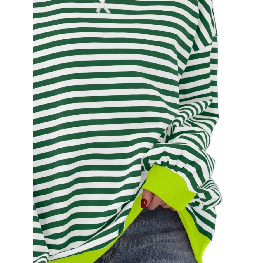 Striped Contrast Trim Oversized Sweatshirt Apparel and Accessories