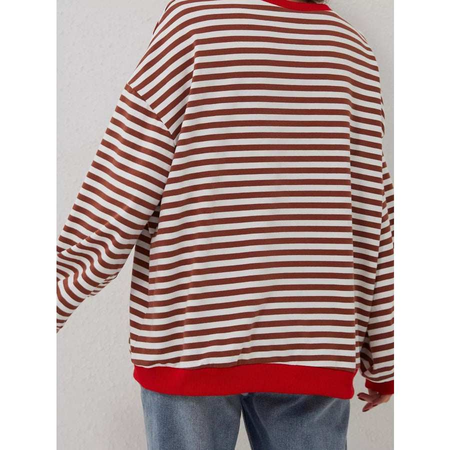 Striped Contrast Trim Oversized Sweatshirt Apparel and Accessories