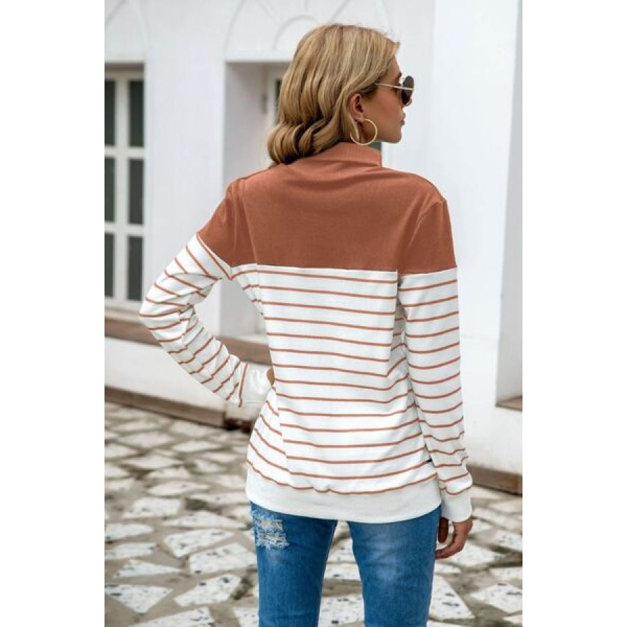 Striped Contrast Turtleneck Sweater Clothing