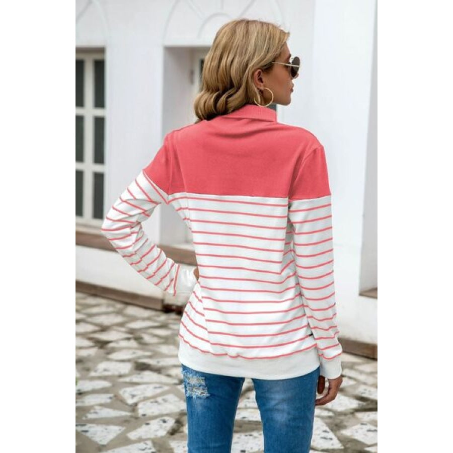 Striped Contrast Turtleneck Sweater Clothing