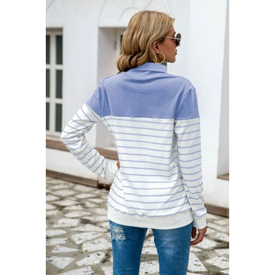 Striped Contrast Turtleneck Sweater Clothing