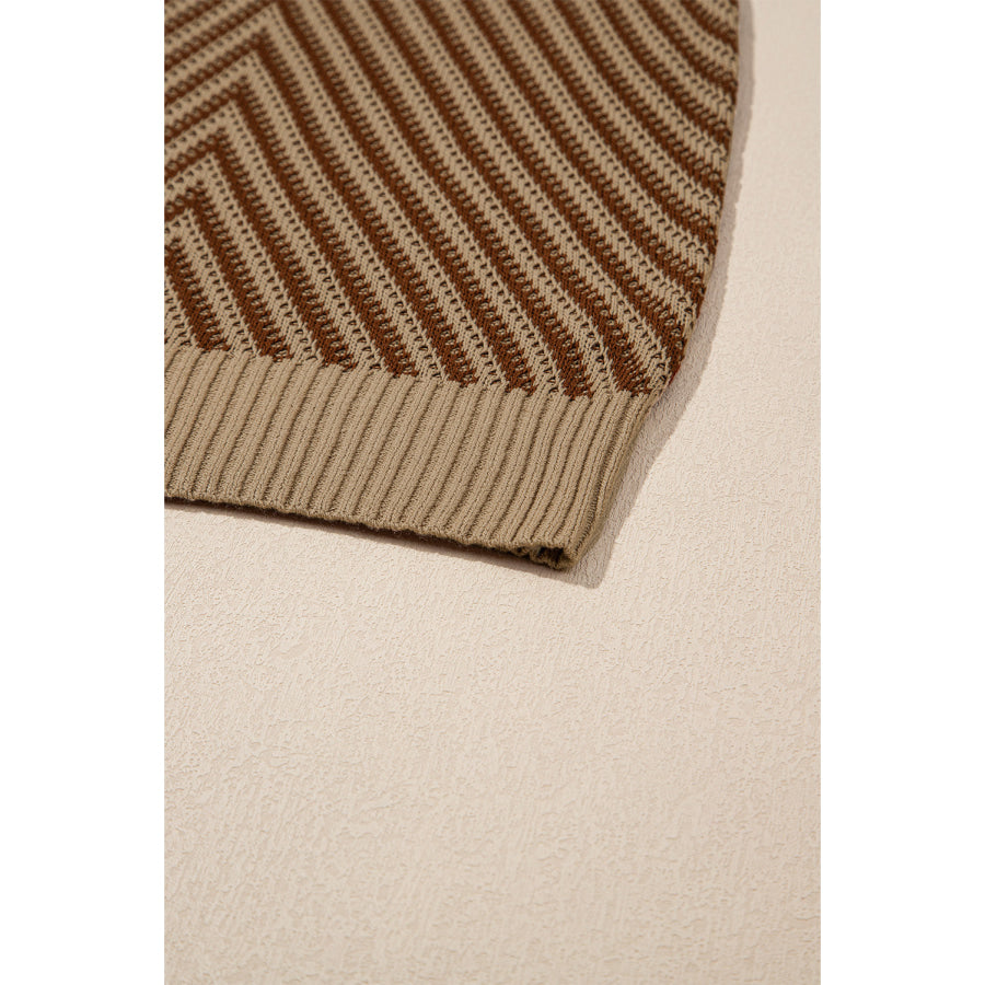 Striped Contrast V-Neck Sweater Vest Apparel and Accessories