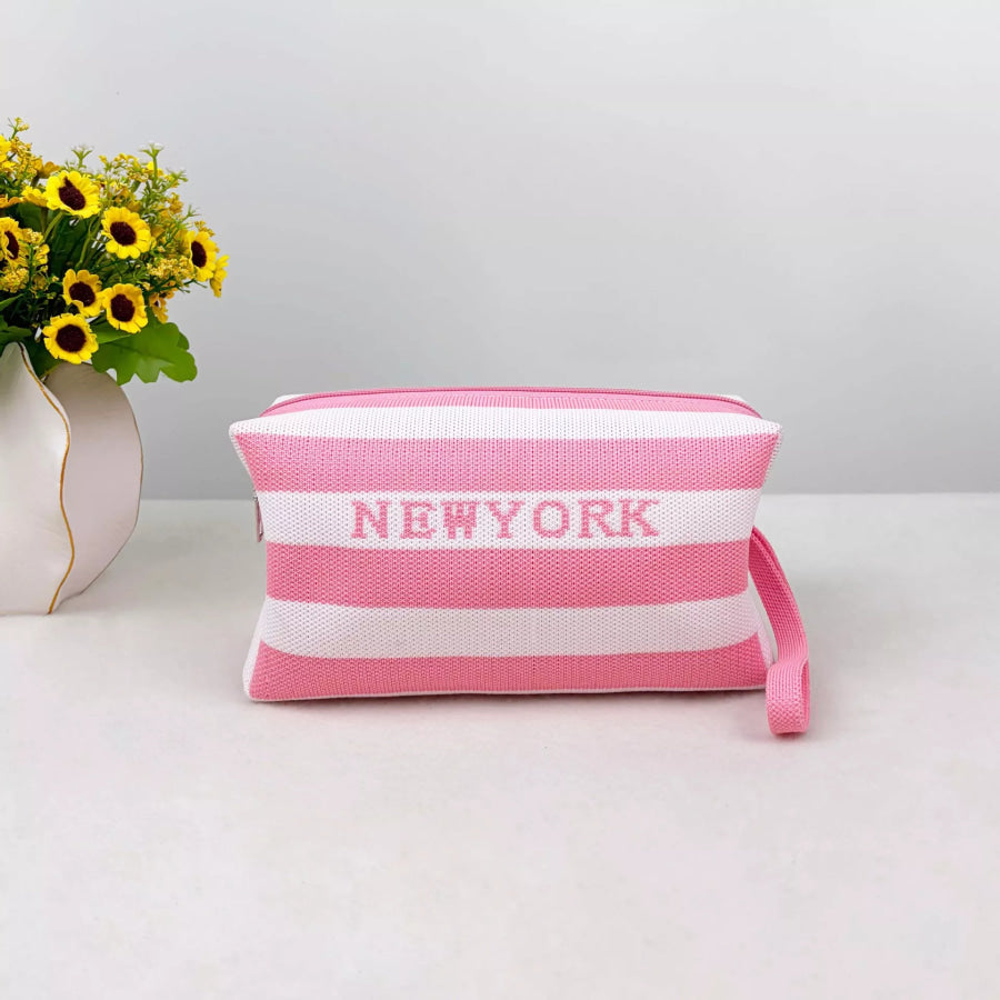 Striped Cosmetic Bag Blush Pink / onesize Apparel and Accessories