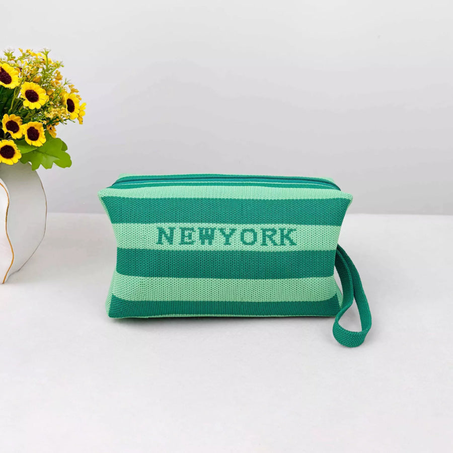 Striped Cosmetic Bag Green / onesize Apparel and Accessories