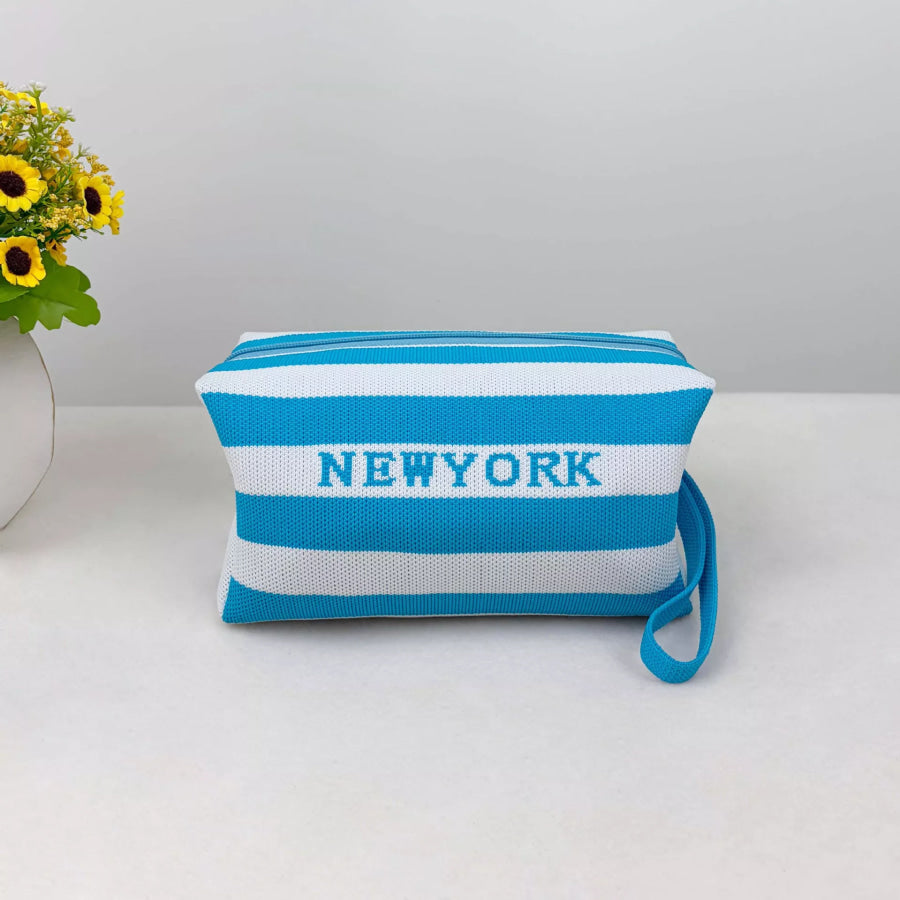 Striped Cosmetic Bag Sky Blue / onesize Apparel and Accessories