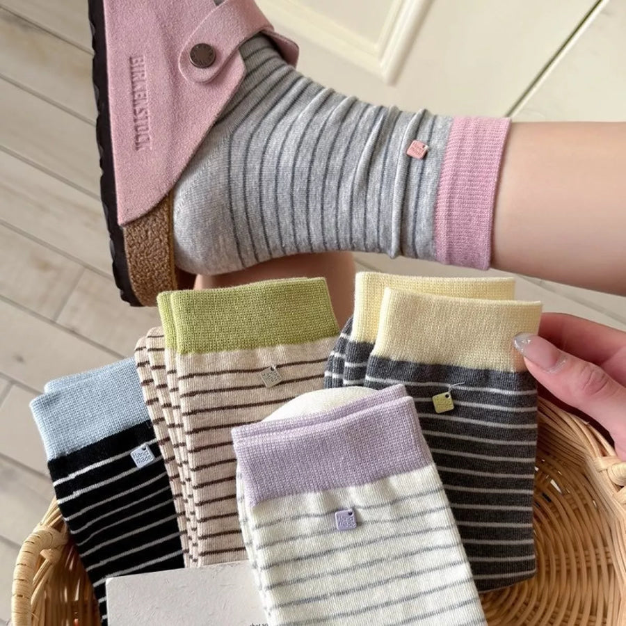 Striped Cotton Crew Socks Apparel and Accessories