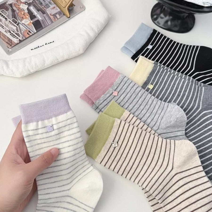Striped Cotton Crew Socks Apparel and Accessories