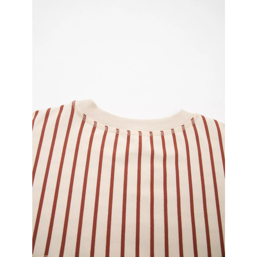 Striped Crew Neck Casual Sweatshirt Apparel and Accessories